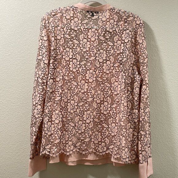 (NEW) J. CREW Button Down Lace Blouse W/Cami Style#J8168, Pink/Black - 14 - Picture 2 of 13